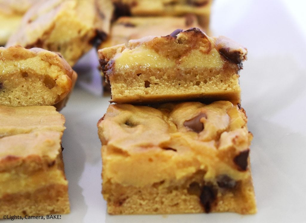Caramel Chocolate Chip Cookie Bars Lights Camera Bake