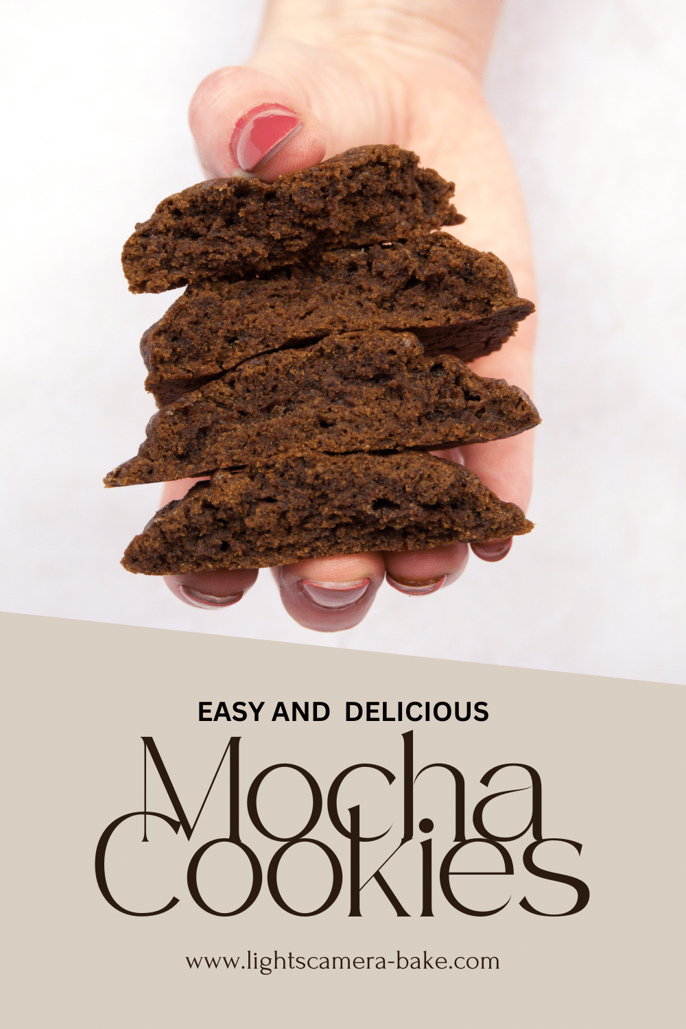 mocha cookies pinterest image that has writing on it.