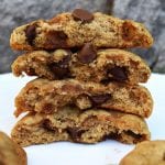 Healthy Chocolate Chip Cookies are soft, chewy and buttery chocolate chip cookies that are gluten free, dairy free and vegan! #healthycookies #chocolatechipcookies #glutenfreecookies #dairyfreecookies #healthychocolatechipcookies #cookierecipe