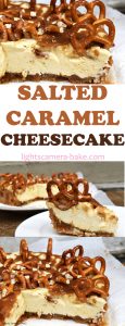 Salted Caramel Cheesecake is rich, creamy and sweet. This is a no bake salted caramel cheesecake with a digestive biscuit (Graham cracker) and salted pretzel crust with a homemade salted caramel sauce and salted caramel cheesecake filling. #saltedcaramelcheesecake #saltedcaramel #nobakecheesecake #nobakessaltedcaramelcheesecake