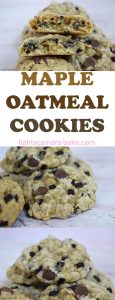 Maple Oatmeal Cookies are chewy and soft chocolate chip oatmeal cookies flavoured with real maple syrup in the batter. #mapleoatmealcookies #maplesyrupcookies #oatmealcookies #oatcookies #chocolatechipcookies